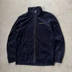 adidas アディダス トラックジャケット ロゴ ネイビー ベロア