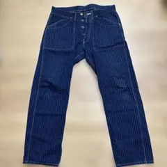 PHERROW’S ストーミーブルー　ネイビー ストライプ ワークパンツ