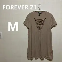 FOREVER 21 ベージュ レースアップチュニック M