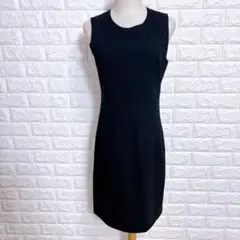 5181. セオリー フォーマル ワンピース Ｍ 黒 ウール ノースリーブ 上品のサムネイル