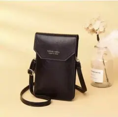 スマホポーチ ショルダーバック ブラック スマホポシェット レザー