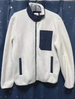 GAP フリースジャケット ホワイト/ネイビーM