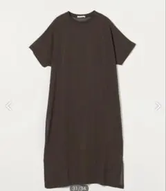 SLOANE 着やせ 販売数3000枚超 カットソーワンピ 5分袖 カーキグレー