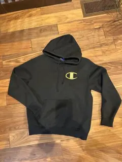 Champion ブラック フード付きパーカー M