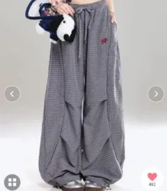DIAVFLチェック柄ワイドパンツ グレー
