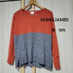 希少　emmajames　エマジェイムス　薄手ニット　バイカラー　ウール　毛