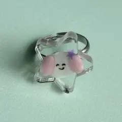 ゆめかわ 星リング ハンドメイド 指輪 韓国風 個性的 キラキラ 一点もの