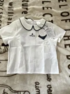 cottoli セーラー襟半袖シャツ　オフホワイト　80サイズ　綿100%