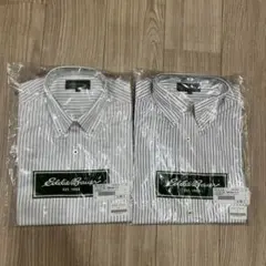 新品2点セットEddie Bauer ビジネスシャツ Ｓ ストライプボタンダウン