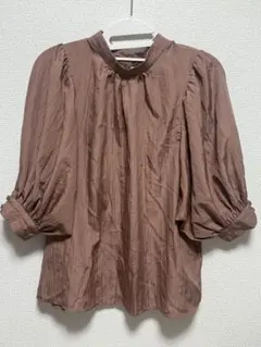 PAGE バルーンスリーブブラウンシャツ Fサイズ