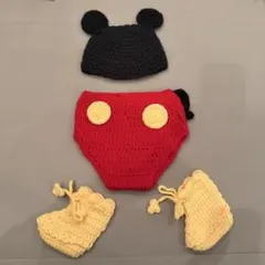 【1時間のみ着用の美品】ミッキーマウス風 ニューボーンフォトセット