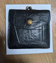 イルビゾンテ　クロコ型押し財布　ガマ口　二つ折り　ダークグリーン　緑