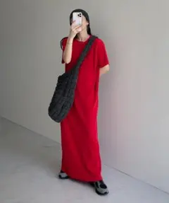 wee9s デイリーデイリースーパーストレッチクルーネックプリーツワンピース