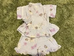 【美品】水色 花柄 甚平 ベビー服 80センチ