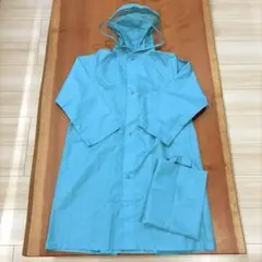 水色 フード付き レインコート 120