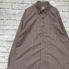 ブルックスブラザーズ長袖シャツ！チェック　ブラウンレッドL 91