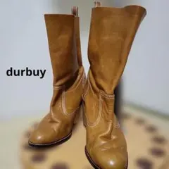 キャメルブラウン　ウエスタンブーツ　本革　デュルビュイ　ウッドソール　レザー