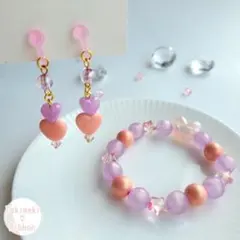 tr022　ハンドメイド　キッズ　イヤリング　ブレスレットセット ゆめかわ