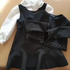 【美品】3点セット　シャツ　ワンピ　カーデ　黒　110 卒園　入学式　フォーマル