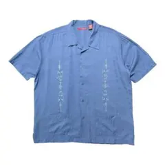 ソブリーノ 開襟 ビーチシャツ アロハシャツ ハワイアンシャツ 楽器 古着 刺繍