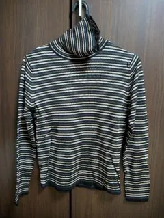 マルチストライプ タートルネックニット 長袖