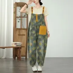 プリント おしゃれ度高め カジュアル サロペット オーバーオール デニム