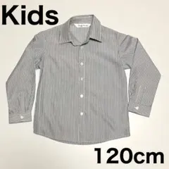 美品 ストライプシャツ シャツ 長袖 120cm グレー