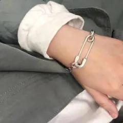 安全ピン ブレスレット スターリングシルバー チェーン 保存袋付き C658-6