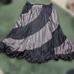社交ダンス用スカート ブラック シルバー Lサイズ