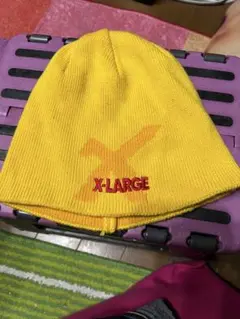 XLARGE ニット帽 ビーニー イエロー 刺繍ロゴ ストリート マクドナル◯風