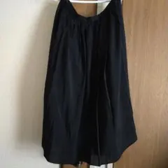 黒 フレアスカート プリーツデザイン