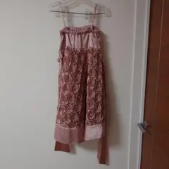 花柄刺繍キャミワンピース ピンク ドレス サイズ９のサムネイル
