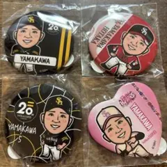 若鷹ガチャ 福岡ソフトバンクホークス 山川穂高 缶バッジ 4種セット