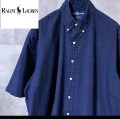 ラルフローレン 半袖シャツ　BDシャツ　刺繍ロゴ　紺