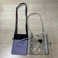 ラブトキ紫色と透明デザインのポシェット2点セット
