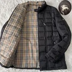 美品✨希少L バーバリーブラックレーベル キルティング ダウン ノバチェック 黒