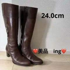 【美品　冬物セール❤️】ing ブラウンレザー　ロングブーツ　24cm レディース
