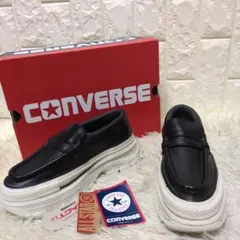 極美品♢オールスター トレックウエーブ ローファー レザー コンバース 超厚底