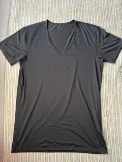 UNIQLO エアリズム Vネック 半袖Tシャツ ブラック Lサイズのサムネイル