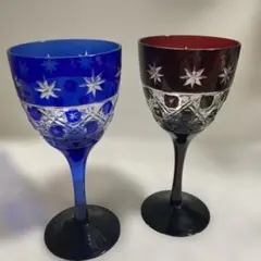 切子 コバルトブルーワイングラス 2客 ＆ ボウル セット ブルー - メルカリ