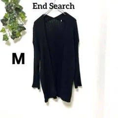 美品【エンドサーチ】リブ編み薄手カーディガン ブラック 春物 ストレッチ Ｍ