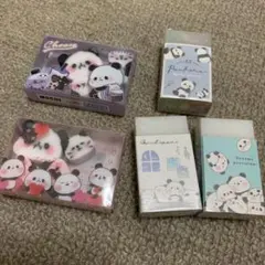 ぜーんぶ パンダ　もちぱん　消しゴム　ケース入りミニ消し　半透明×金太郎飴風