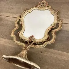 イタリア製アンティーク ベネチアンバロック様式テーブルミラー 真鍮