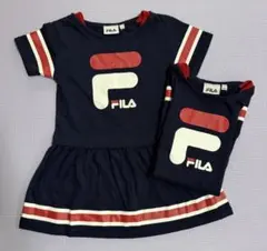双子お揃い★FILA フィラ 半袖ワンピース 100cm 2枚セット ネイビーのサムネイル