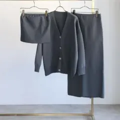 グレー セットアップ カーディガン スカート
