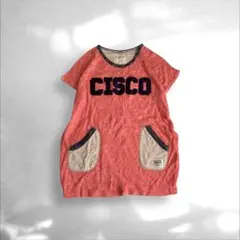 ロゴTシャツ ポケット付 ピンクオレンジ y2k ナチュラル サーフ レディース