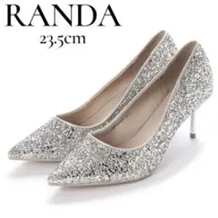 【結婚式参列で一度着用】RANDA グリッターパンプス シルバー 23.5cmのサムネイル