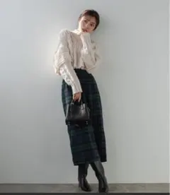 fifth フリンジチェック タイトスカート M