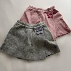 リボン付きツイード風キュロットスカート 100cm~