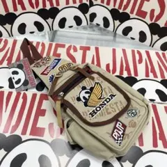 3）パンディエスタ HONDA ワッペン風刺繍 ショルダーバッグ（ベージュ 